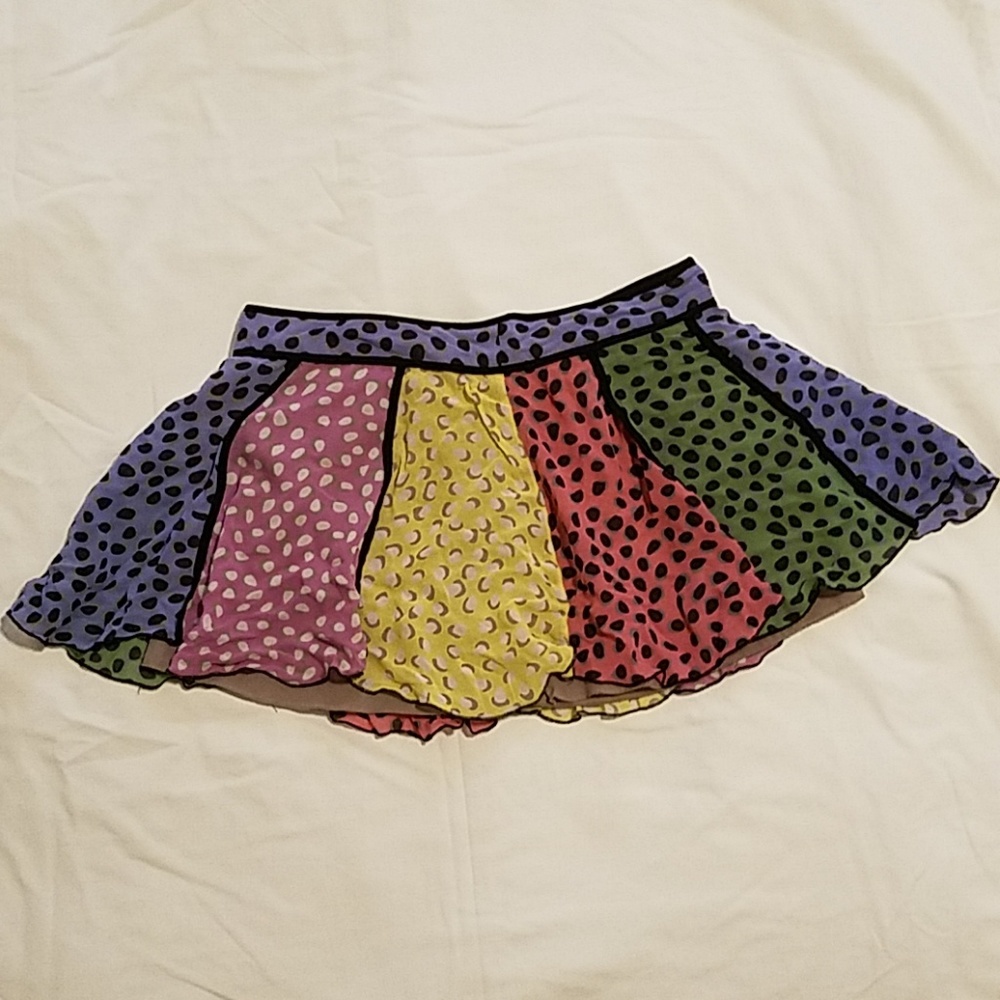 Forever 21Silk Polka Dot Multi Color Mini Skirt